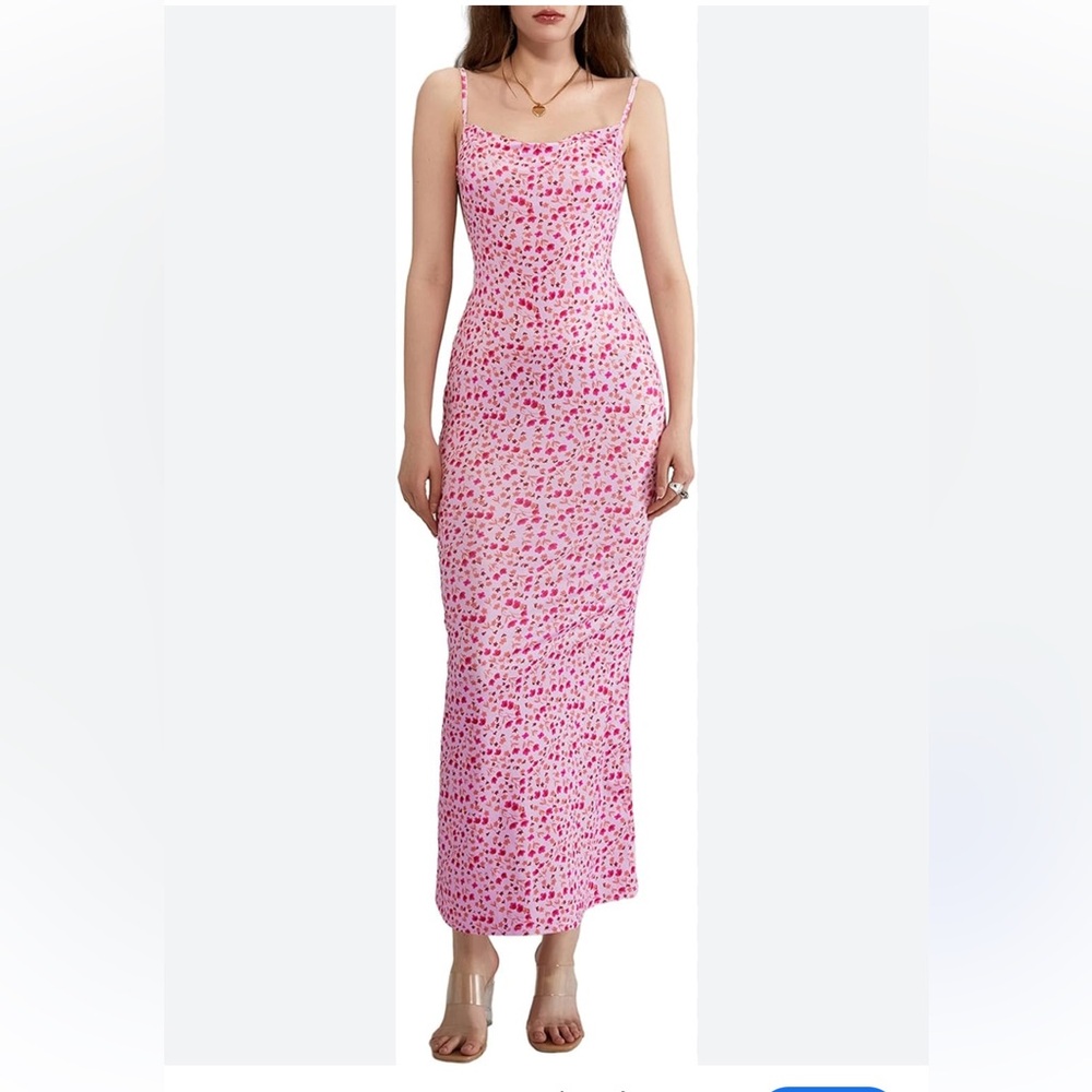 Pink Patterned Midi Dress